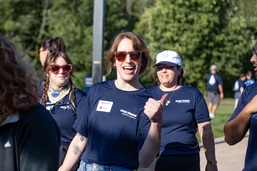 GVSU Alumna shows a thumbs up